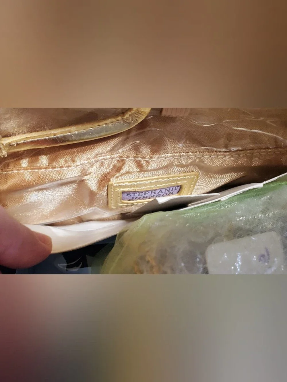 Vintage Stephanie Johnson Teal & Gold Brocade Travel Cosmetic Case